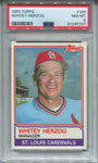 1983 Whitey Herzog Topps PSA 8 #186 St. Louis Cardinals HOF 5797