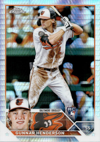 2023 Gunnar Henderson Topps Chrome PRISM REFRACTOR ROOKIE RC #2 Baltimore Orioles 1