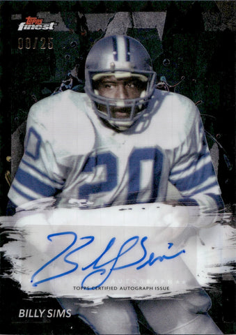 2024 Billy Sims Topps Finest BLACK REFRACTOR AUTO 08/25 AUTOGRAPH #FA-BS Detroit Lions