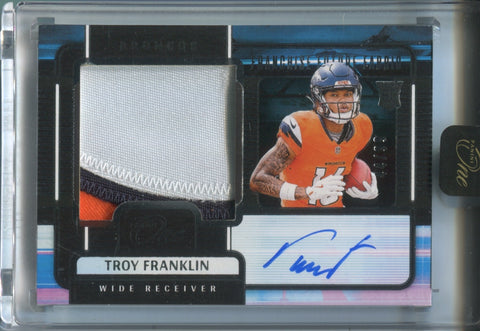 2024 Troy Franklin Panini One ROOKIE FRANCHISE FUTURE FABRICS JUMBO PATCH AUTO 44/49 AUTOGRAPH RELIC RC #84 Denver Broncos