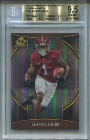 2022 Jahmyr Gibbs Bowman Chrome University BOWMAN INVICTA ROOKIE RC BGS 9.5 #BI20 Detroit Lions 8768