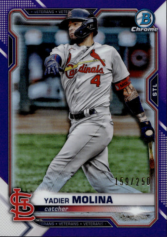 2021 Yadier Molina Bowman Chrome PURPLE REFRACTOR 159/250 #99 St. Louis Cardinals