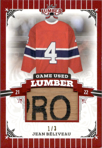 2022 Jean Beliveau Leaf Lumber GAME USED LUMBER STICK 1/3 RELIC #GUL-JB1 Montreal Canadiens HOF