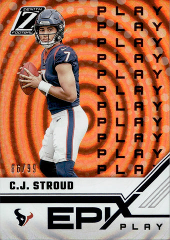 2023 C.J. Stroud Panini Zenith ROOKIE ORANGE EPIX PLAY 86/99 #2 Houston Texans