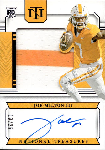 2024 Joe Milton Panini National Treasures Collegiate COLLEGE SILHOUETTES SIGNATURES PURPLE ROOKIE PATCH JERSEY AUTO 13/25 Dallas Cowboys #CCS-JM