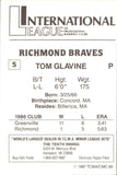 1987 Tom Glavine TCMA #5 Richmond Braves HOF