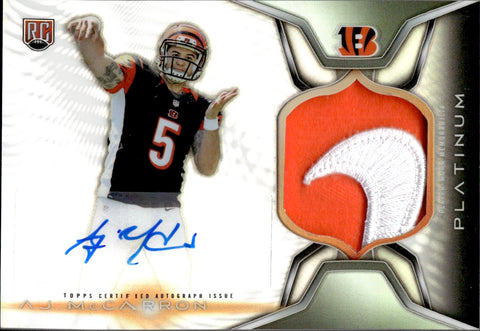 2014 A.J. McCarron Topps Platinum ROOKIE NIKE SWOOSH LOGO PATCH AUTO AUTOGRAPH RELIC RC #ARP-AMC Cincinnati Bengals