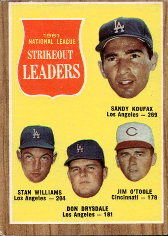 1962 Koufax Drysdale Williams O'Toole Topps Dodgers Reds #60