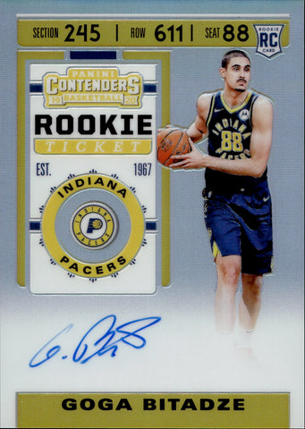 2019-20 Goga Bitadze Panini Contenders PREMIUM ROOKIE TICKET AUTO Indiana Pacers #136