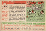 1955 "RED" Kress Topps #151 Cleveland Indians BV $25