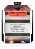 2023 Topps Finest Star Wars Karen Fukuhara as "F" #FA-KF 167/199 AQUA REFRACTOR AUTO
