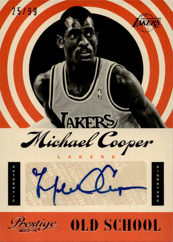 2013-14 Michael Cooper Panini Prestige OLD SCHOOL SIGNATURES AUTO 25/99 Los Angeles Lakers #8