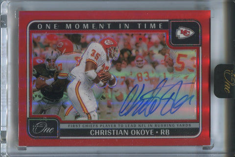 2024 Christian Okoye Panini One RED ONE MOMENT IN TIME AUTO 32/60 AUTOGRAPH #394 Kansas City Chiefs