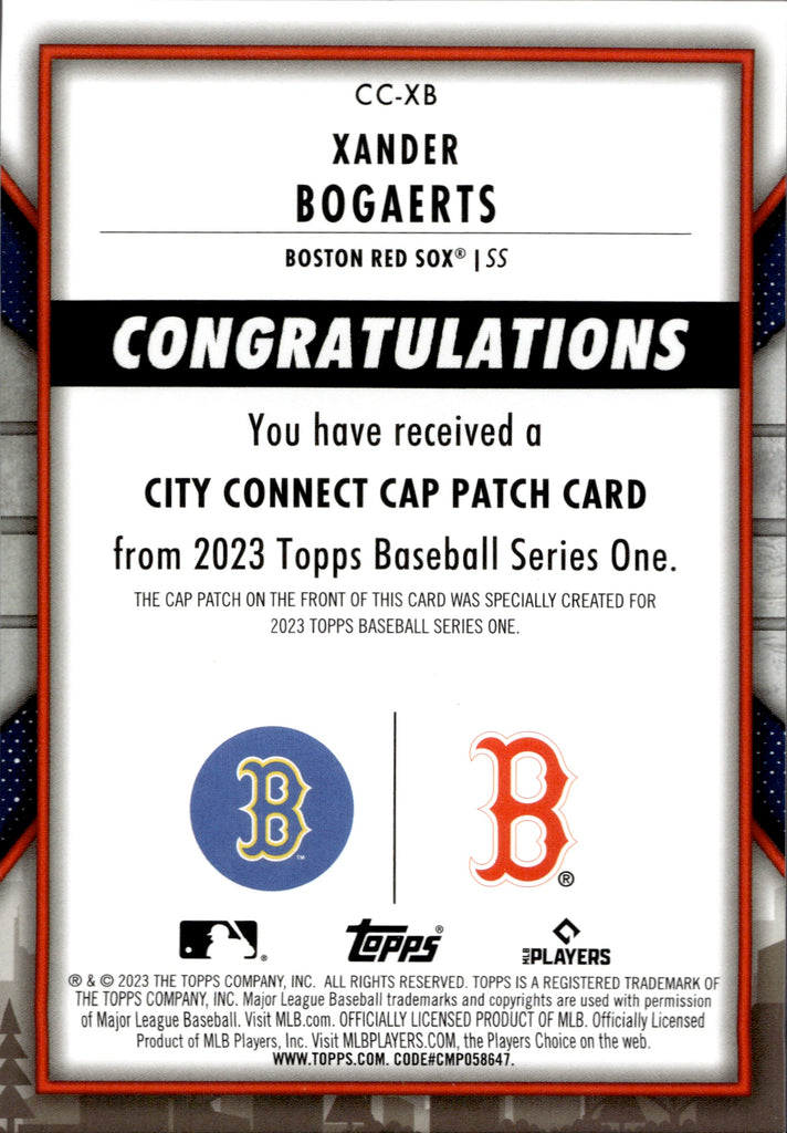 2023 Topps #CC-XB Xander Bogaerts, Red Sox - City Connect Commemorative  Patch