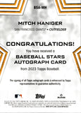 2023 Mitch Hanniger Topps BLACK BASEBALL STARS AUTO 170/199 AUTOGRAPH #BSA-MH San Francisco Giants