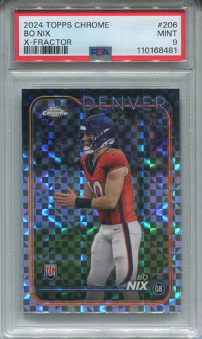 2024 Bo Nix Topps Chrome ROOKIE XFRACTOR RC PSA 9 #206 Denver Broncos 8481