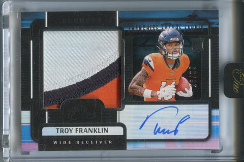 2024 Troy Franklin Panini One ROOKIE FRANCHISE FUTURE FABRICS JUMBO PATCH AUTO 26/49 AUTOGRAPH RELIC RC #84 Denver Broncos