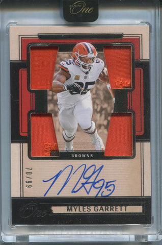 2024 Myles Garrett Panini One QUAD PATCH AUTO 70/99 AUTOGRAPH RELIC #52 Cleveland Browns