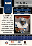 2003 Barry Sanders Leaf Certified MIRROR RED GAME USED JERSEY 018/150 RELIC #134 Detroit Lions HOF