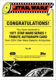 2024 John Ratzenberger as Bren Derlin Topps Star Wars Galactic Antiquities 1977 SERIES 1 TRIBUTE AUTO 46/50 AUTOGRAPH #TA-JR