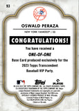 2023 Oswald Peraza Topps Transcendent VIP Party ROOKIE 1/1 ONE OF ONE RC #93 New York Yankees