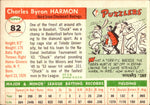 1955 Chuck Harmon Topps #82 Cincinnati Reds BV $15