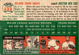 1954 Del Baker Topps ROOKIE RC #133 Boston Red Sox BV $25