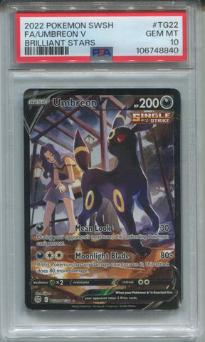 2022 FA/ Umbreon V Pokemon Sword & Shield BRILLIANT STARS PSA 10 #TG22 8840