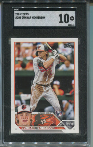 2023 Gunnar Henderson Topps Series 1 ROOKIE RC SGC 10 #206 Baltimore Orioles 5143