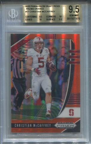 2020 Christian McCaffrey Panini Prizm Draft Picks ORANGE BGS 9.5 #17 San Francisco 49ers 7870