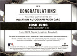 2023 Josh Jung Topps Inception ROOKIE JUMBO PATCH AUTO 38/50 AUTOGRAPH RELIC RC #IAP-JJ Texas Rangers