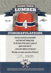 2022 Jean Beliveau Leaf Lumber GAME USED LUMBER STICK 1/3 RELIC #GUL-JB1 Montreal Canadiens HOF