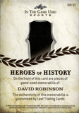 2025 David Robinson Leaf In the Game Used BLUE FOIL HEROES OF HISTORY TRIPLE JERSEY 06/35 RELIC #HH-21 San Antonio Spurs HOF