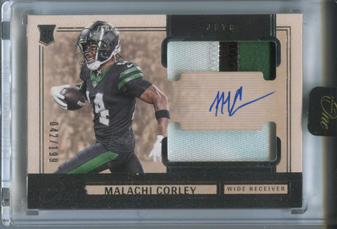2024 Malachi Corley Panini One ROOKIE DUAL PATCH AUTO 042/199 AUTOGRAPH RELIC #40 New York Jets
