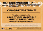 2023 Greg Weissert Series 2 1988 DESIGN ROOKIE AUTO 129/150 AUTOGRAPH RC #88BA-GW New York Yankees