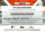 2021 Dylan Carlson Topps Series 2 ROOKIE BLACK MAJOR LEAGUE MATERIAL JERSEY 066/199 RELIC #MLM-DC St. Louis Cardinals
