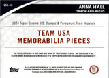 2024 Anna Hall Topps Chrome US Olympics GAME WORN UNIFORM RELIC #USA-AH Track and Field