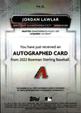 2022 Jordan Lawlar Bowman Sterling ORANGE REFRACTOR AUTO 59/75 AUTOGRAPH #PA-JL Arizona Diamondbacks