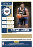 2019-20 Zion Williamson Panini Contenders ROOKIE TICKET SWATCHES JERSEY RELIC RC #RTS-ZWL New Orleans Pelicans