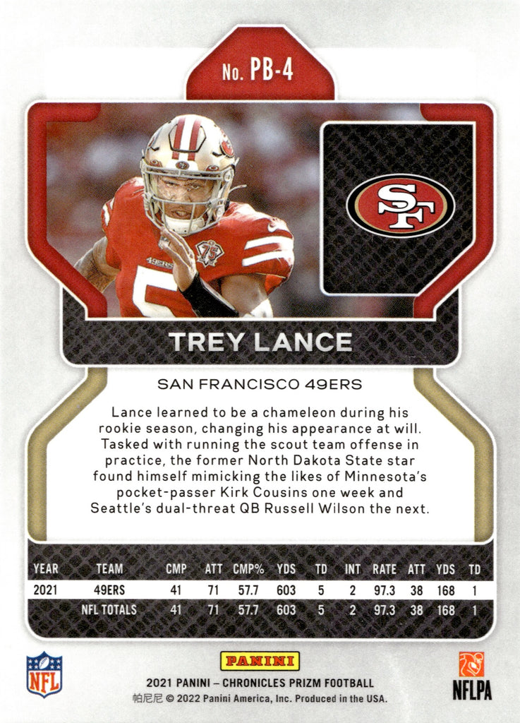 TREY LANCE 2022 PANINI PRIZM RED WHITE BLUE PRIZM 49ERS