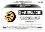 2022-23 Alexandre Sarr Topps Chrome Overtime Elite REFRACTOR ROOKIE AUTO AUTOGRAPH RC #CA-AS2 Washington Wizards