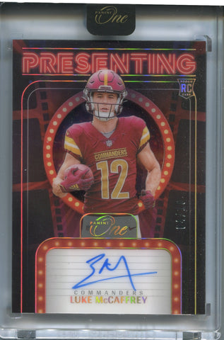 2024 Luke McCaffrey Panini One ROOKIE PRESENTING AUTO 04/10 AUTOGRAPH #166 Washington Commanders
