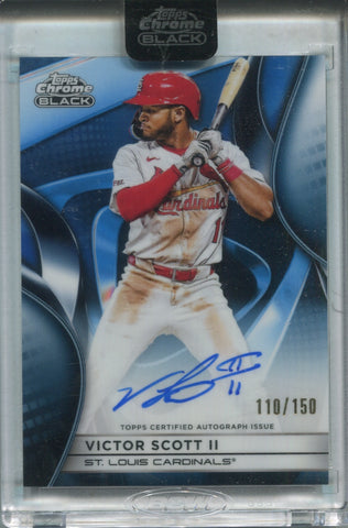 2025 Victor Scott II Topps Chrome Black BLUE REFRACTOR AUTO 110/150 AUTOGRAPH #CBA-VS St. Louis Cardinals