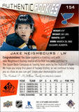 2021-22 Jake Neighbours Upper Deck SP Game Used AUTHENTIC ROOKIES JERSEY RELIC ROOKIE RC #154 St. Louis Blues