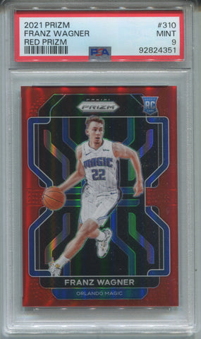 2021-22 Franz Wagner Panini Prizm RED ROOKIE 282/299 RC PSA 9 #310 Orlando Magic 4351