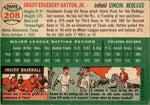 1954 Grady Hatton Topps #208 Cincinnati Reds BV $30