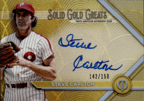2022 Steve Carlton Topps Tribute SOLID GOLD GREATS AUTO 142/150 AUTOGRAPH #GGA-SC Philadelphia Phillies HOF