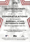 2023 Graham Ashcraft Topps Series 1 ROOKIE BASEBALL STARS AUTO AUTOGRAPH RC #BSA-GA Cincinnati Reds