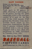 1951 Cliff Fannin Bowman #244 St. Louis Browns BV $20