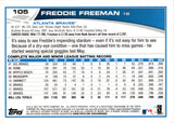 2013 Freddie Freeman Topps SP PHOTO VARIATION #105 Atlanta Braves